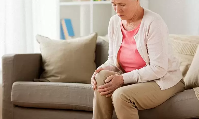 Osteoarthritis of the joints in an elderly woman.